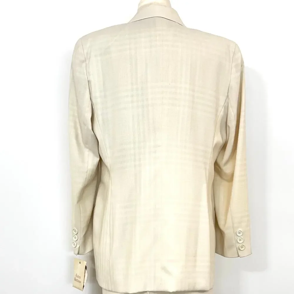 Christian Dior Suit 2pc Double Breasted Blazer and Skirt Cream 12 Vtg w/ Tags